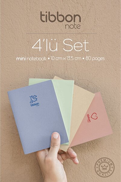 Tibbon Note Mini Defter Dikişli 4 Lü Set 33