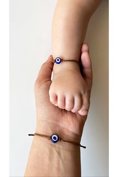 TAKI BY EKİN Mother Baby 2-Piece Mother Bracelet / Baby Anklet Combination