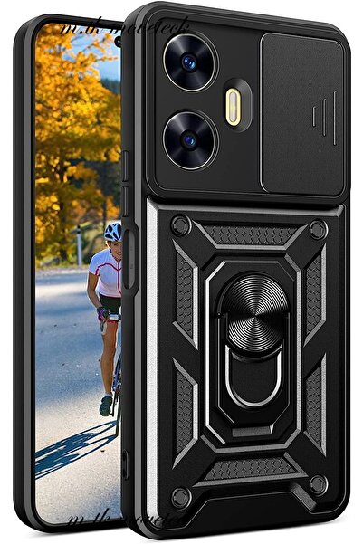 m.tk moveteck Realme C55 Kılıf Kamera Korumalı Sürgülü Dönebilen Yüzüklü Armo...