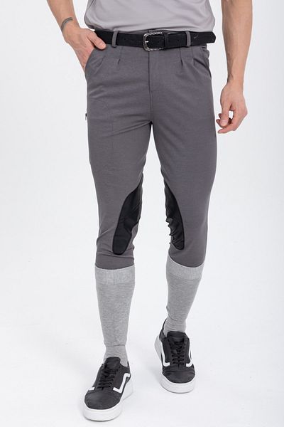 PEUR RIDER SHOP Gray Men's Riding Pants - Leather Detailed