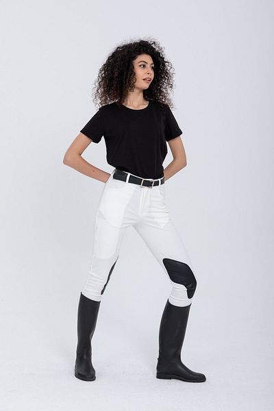PEUR RIDER SHOP White Women's Riding Pants - Leather Detailed