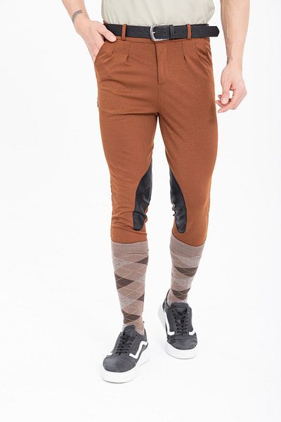 PEUR RIDER SHOP Men's Brown Riding Pants - Leather Detailed
