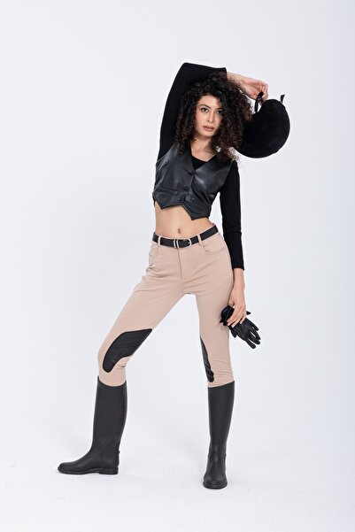 PEUR RIDER SHOP Pantaloni de călărie de damă bej - Detaliați din piele