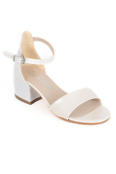 SIRRI Girl's Pearl Skin Heeled Evening Dress Shoes