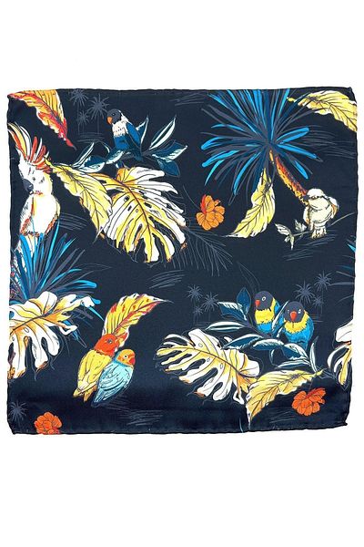 Kravatkolik Navy Blue Flower Pattern Men's Pocket Handkerchief SPS588-71