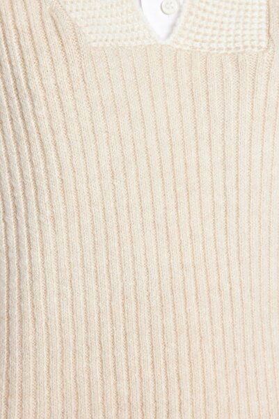 Trendyol Modest Stone Color Blocked V-Neck Thessaloniki Knitwear Sweater TCTAW24UV00000