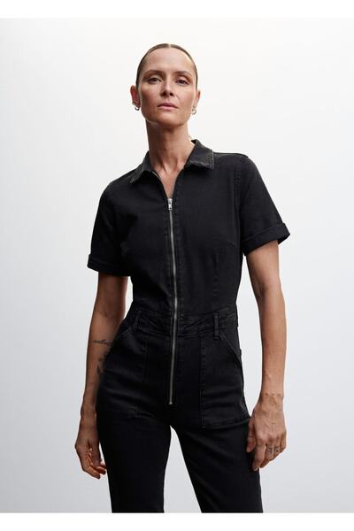 MANGO Woman Zippered Denim Jumpsuit