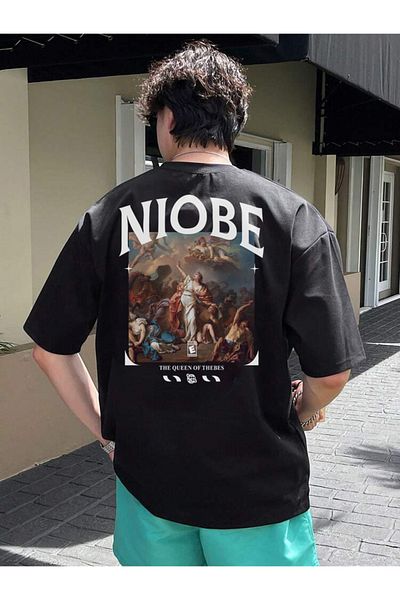 DEEPSENCE Ανδρικό μπλουζάκι Oversize Μαύρο Niobe Back Printed