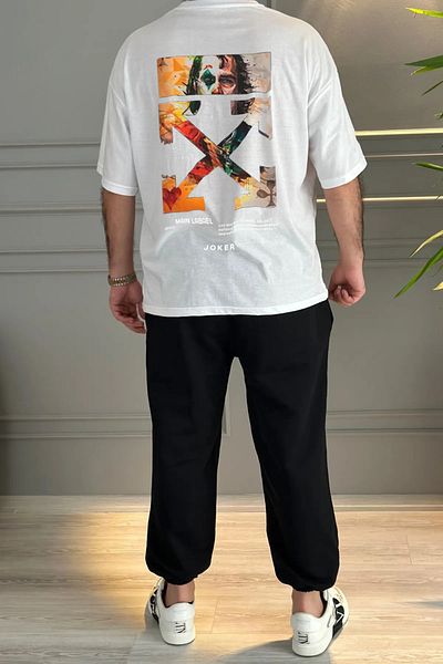 aynewmoda Set de trening cu imprimeu Joker - Tricou Jogger și pantaloni cu gât crew