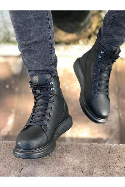 Knack High Sole Shoes B-080 Black (Black Sole)