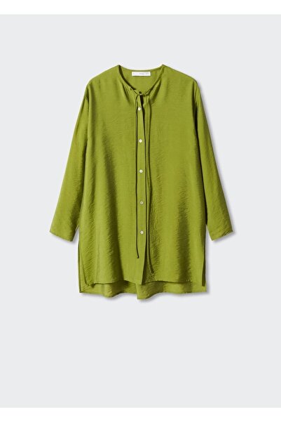 MANGO Woman Saténová krajková halenka