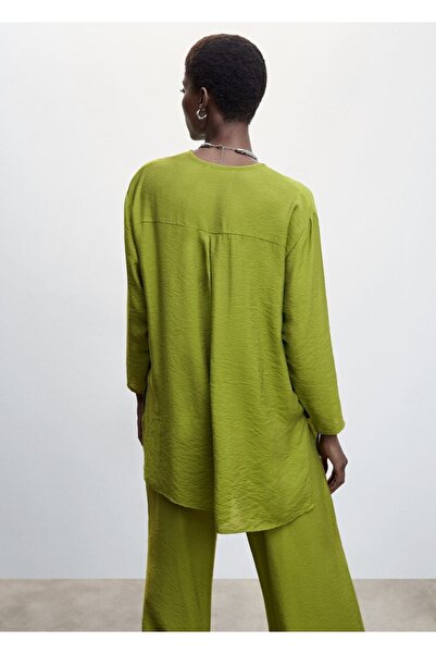 MANGO Woman Saténová krajková halenka