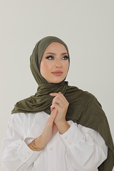 Beyzak Χακί Πολυτελές χτενισμένο βαμβακερό σάλι - Γυναικείο σάλι Hijab Jersey Hijab Lycra