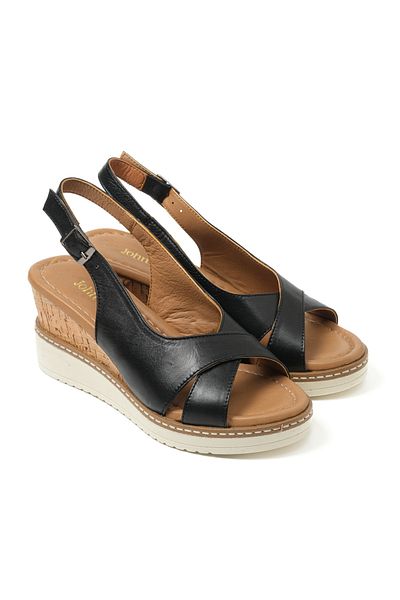 John May Women's Sandals Leather Mar-23Y-111-4101 John May Black