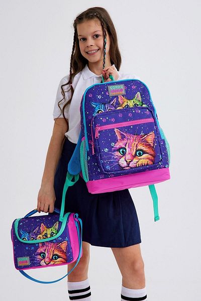 Coral High Set de geanți de școală din 3 piese pentru copii, violet, roz, cu model SET0123732