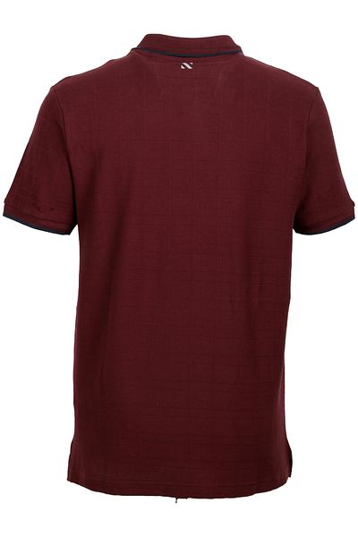 NCS Men's Claret Red Slim Fit Polo Neck 100% Cotton Textured Patterned Fabric T-shirt Jeans 1134