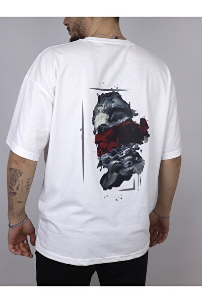 ORLONTEX Чоловіча біла футболка Oversize з принтом Zeus