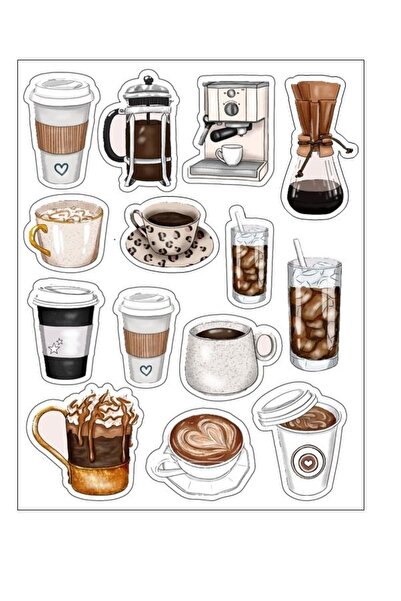 SF SCRAPBOOK KIRTASİYE Kahve Temalı Vintage Sticker Set Planlayıcı Ajanda Bul...