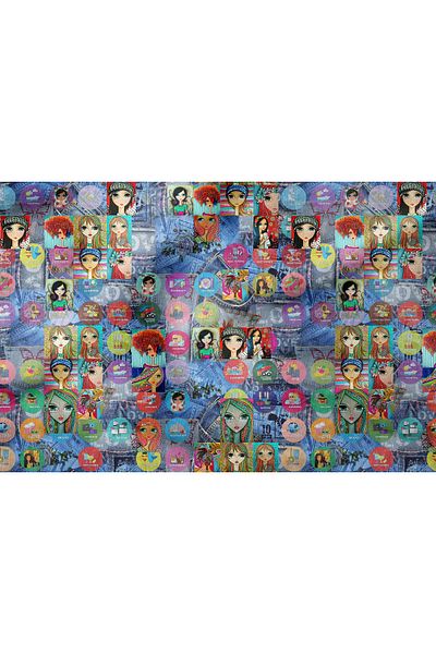 Tataroğlu Dijital Kumaş POP ART FABRIC COLLECTION - POP ART GIRLS ΜΕ ΕΦΕΚΤΟ ΤΑΙΝΙΑΣ