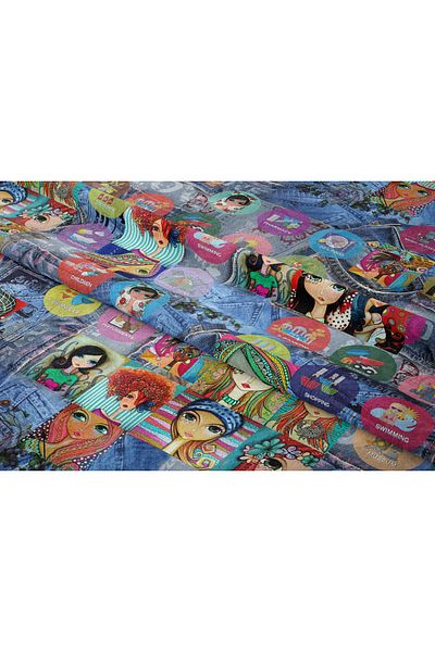 Tataroğlu Dijital Kumaş POP ART FABRIC COLLECTION - POP ART GIRLS ΜΕ ΕΦΕΚΤΟ ΤΑΙΝΙΑΣ