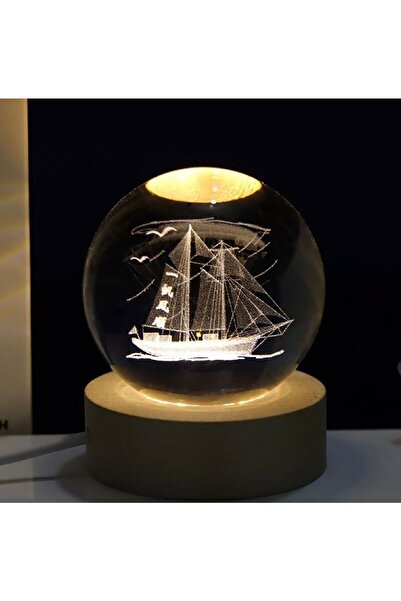 Genel Markalar Aşk Ve Şans Getiren Yelkenli Gemi Tasarım Işıklı Cam Küre
