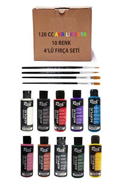 okulima Akrilik Boya Rich 120 CC 10'LU Set Fırça Hediyeli SET