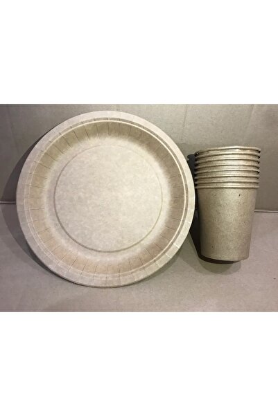aşkın concept Kraft Doğal Renk Karton Tabak Bardak Set 8 Kişilik