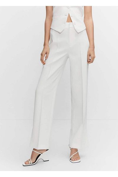 MANGO Woman Pantaloni din stofa cu croiala dreapta