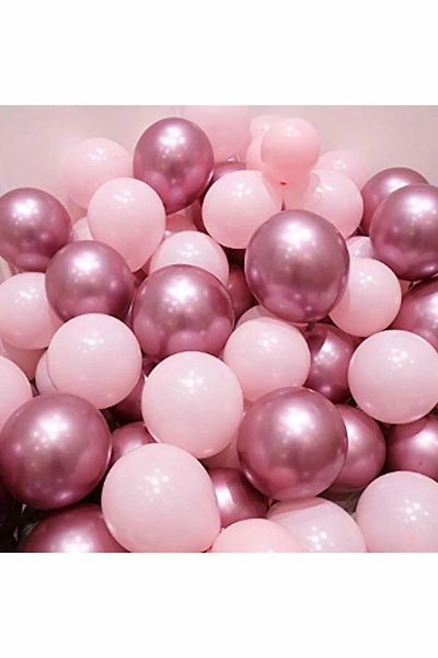 FOKUL Chrome Pink and Macaron (Pastel) Pink Color 30 Balloons
