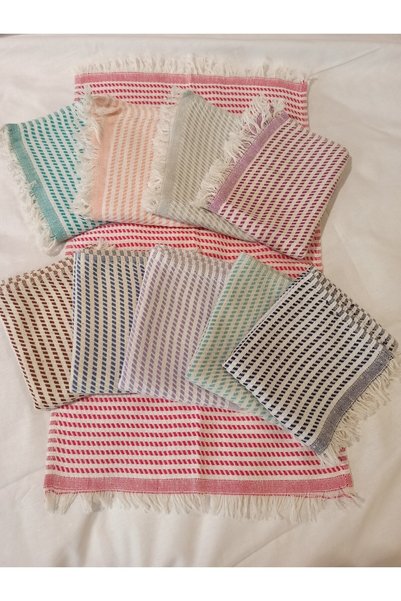 ŞENER HOME Pack of 6 Buldan Work Natural Cotton 30x50 cm. Kitchen Towel & Napkin & Tea Towel