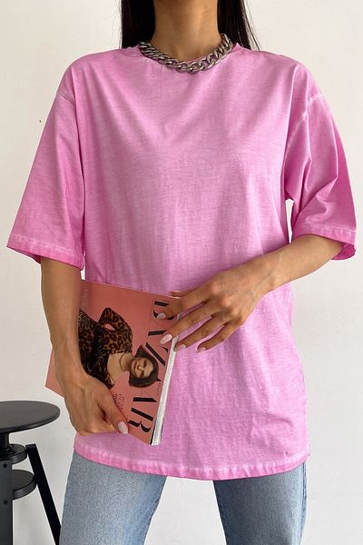 FEMELLE Women's Pink New Season Washed Loose Oversize T-Shirt