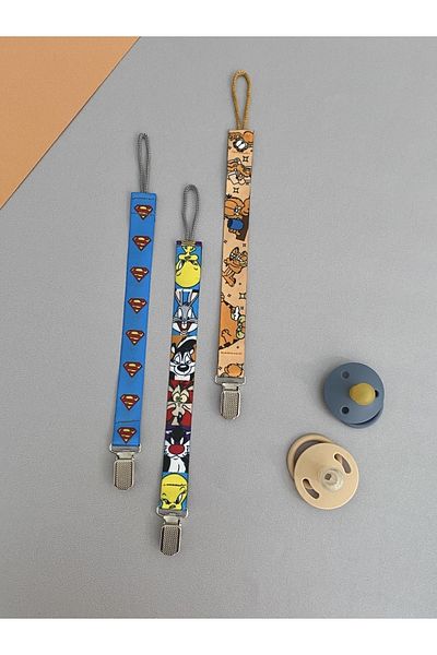 KARAMİLA Set of 3 Baby Pacifier Strap - Pacifier Chain - Newborn Pacifier Strap