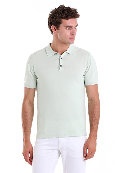 Hatemoğlu Tricou din tricotaje din raion verde, cu ajustare confortabilă, uni