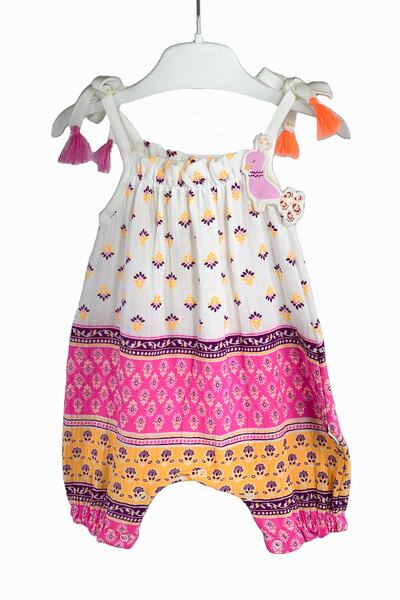 Samlife Kız Bebek Somon Ip Askılı Alttan Çıtçıtlı %100 Pamuk Nefes Alabilen M...