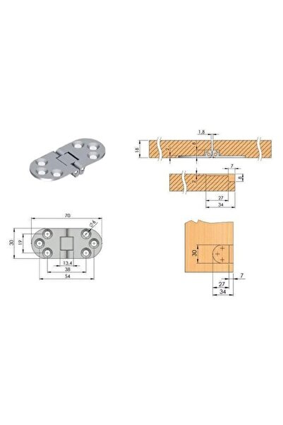 Mepa Astral (4 Adet) Kırma Masa Menteşesi Akıllı Sehpa Katlanır Masa Sihirli Sehpa Metal Krom Menteşe