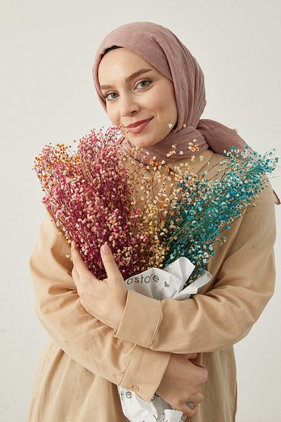 Yefrastore Women's Hijab Bamboo Shawl Dried Rose