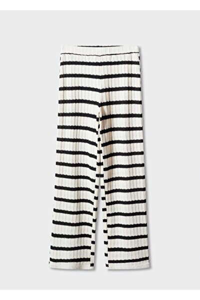 MANGO Woman Çizgili triko pantolon