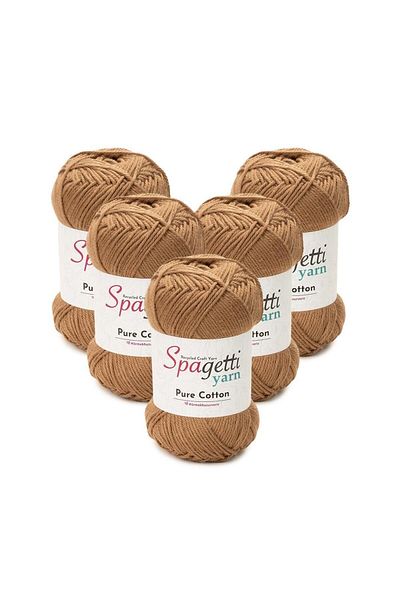 Spagettiyarn Πλεκτό νήμα από καθαρό βαμβάκι 5 τεμαχίων ανοιχτό καφέ
