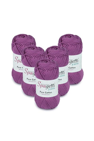 Spagettiyarn Πλεκτό νήμα από καθαρό βαμβάκι 5 τεμαχίων βιολετί