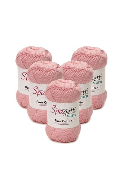 Spagettiyarn Pure Cotton 5-Piece Light Pink Hand Knitting Yarn