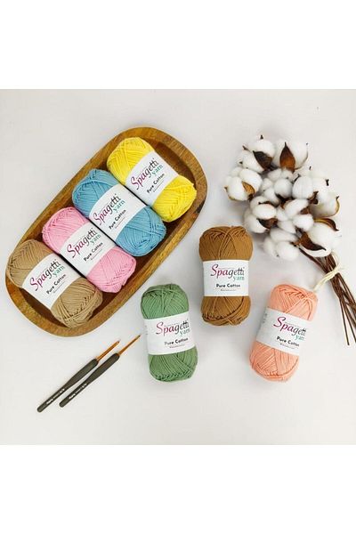 Spagettiyarn Pure Cotton 5-Piece Light Pink Hand Knitting Yarn