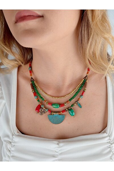 embaaksesuar El Yapımı Doğal Taşlı Otantik Kolye