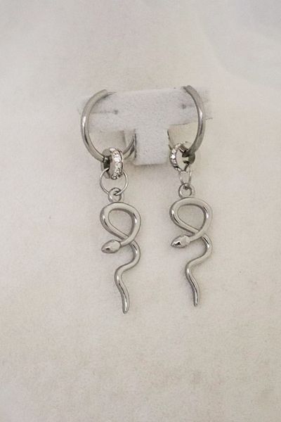 EUROMODA Snake Design Zircon Stone Gold and Silver Plated Steel Pendant Earrings