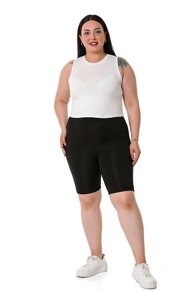 DISENTIS MODEST Plus Size Elastic Waist Above Knee Black Tights