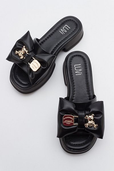LuviShoes BORTE Black Women's Slippers