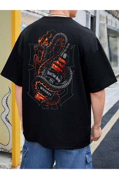 DEEPSENCE Ανδρικό μπλουζάκι Oversize Μαύρο Jackdanıels Back Printed