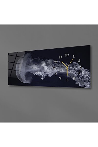 marpanya Yatay Yandan Saatli Sanat ve Doğa Temalı Cam Tablo 220