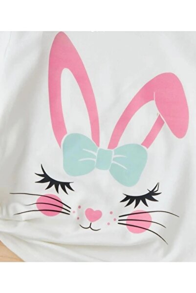 Machetta Ροζ Sweet Rabbit Printed Oversize Crew Neck Λευκό Παιδικό T-shirt