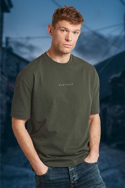 BESSA Ανδρικό μπλουζάκι Marseille Printed Khaki με λαιμόκοψη