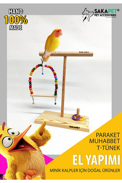 SAKAPET As10 Model Budgie - Paraket Intelligence and Swing T-perch